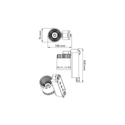 Spot LED CREE 20W Noir pour Rail Triphasé  (UGR 19) , KM-FLCCT-20 , Spot LED cree rail Triphasé, eclairage boutique,