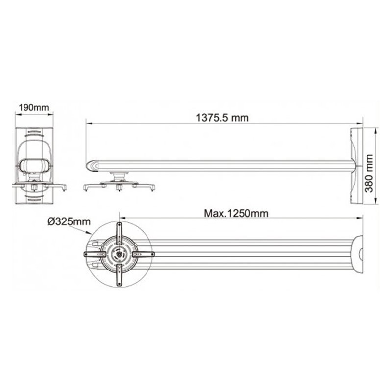 Support mural 1250mm  Support mural focale courte & ultra courte