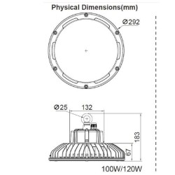 Cloche LED 120W Osram. MaxCam-120. Eclairage industriel. IP65