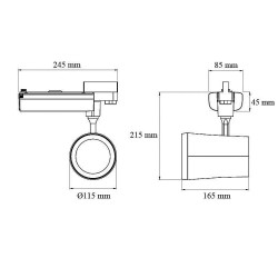 Spot LED 40W Noir pour Rail Triphasé FL-MGNM-CT-40-N Spot LED rail Triphasé