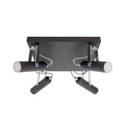 Lampe LED Plafond Orientable Bari 4 Spots 16W Noir. FL-OQ4X4N