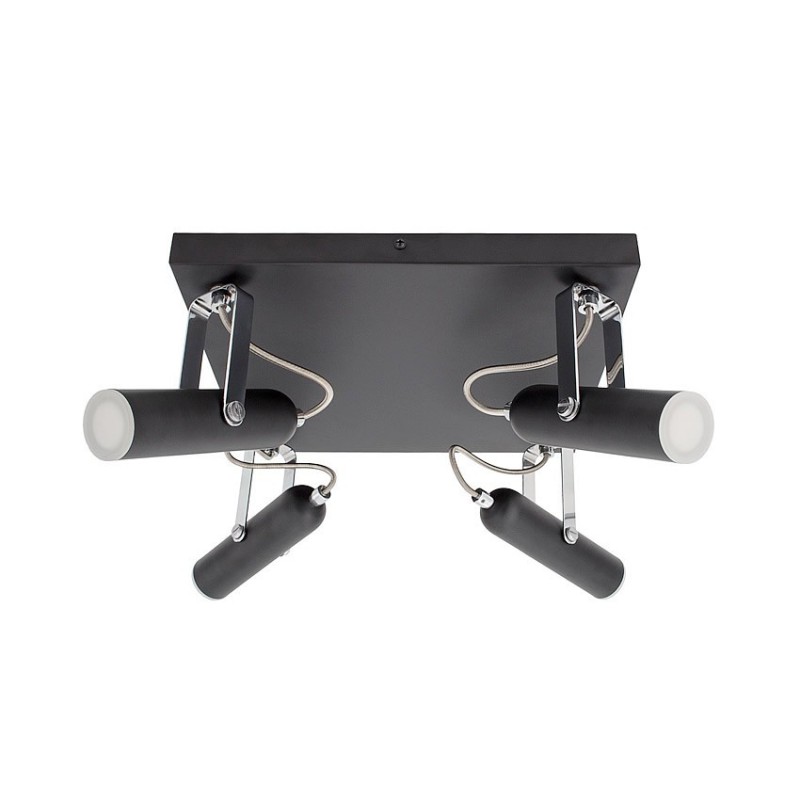 Lampe LED Plafond Orientable Bari 4 Spots 16W Noir. FL-OQ4X4N