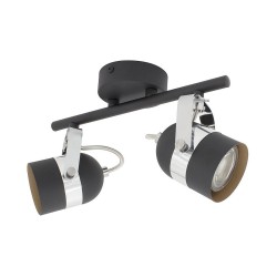 Lampe de Plafond Orientable Sinner 2 Spots Noir . FO-S2XN-GU10 . spot led orientable double