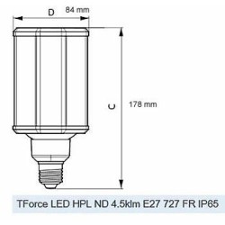 Lampe LED Philips TrueForce Éclairage Public E27 25W Frost HPL. LPHIL-33-FR-HPL , 8718696811016