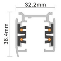 Rail Triphasé 2 mètres pour Spots LED Triphasé .   KM-CTFL-2M