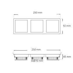Spot LED Downlight Rectangulaire 3x3x1W. DL-B-9W