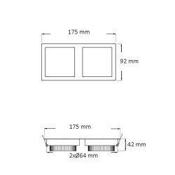 Spot LED Downlight Orientable Rectangulaire 2x3x1W . FLDR-231