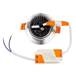 Spot LED Downlight COB Orientable Rond 18W Argenté . FC-DWNL-C18P