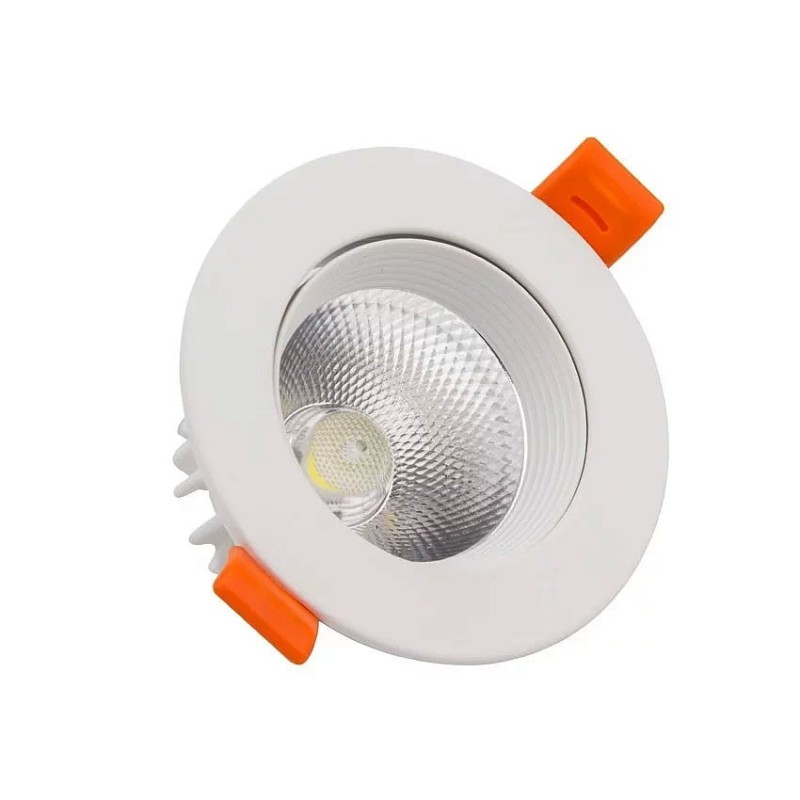 eclairage boutique,Spot LED Downlight COB Orientable Rond 7W Blanc,FC-DWNL-C7,