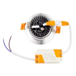 Spot Downlight LED COB Orientable Rond 7W (UGR19) Argenté Coupe Ø 65mm,FC-DWNL-C7P