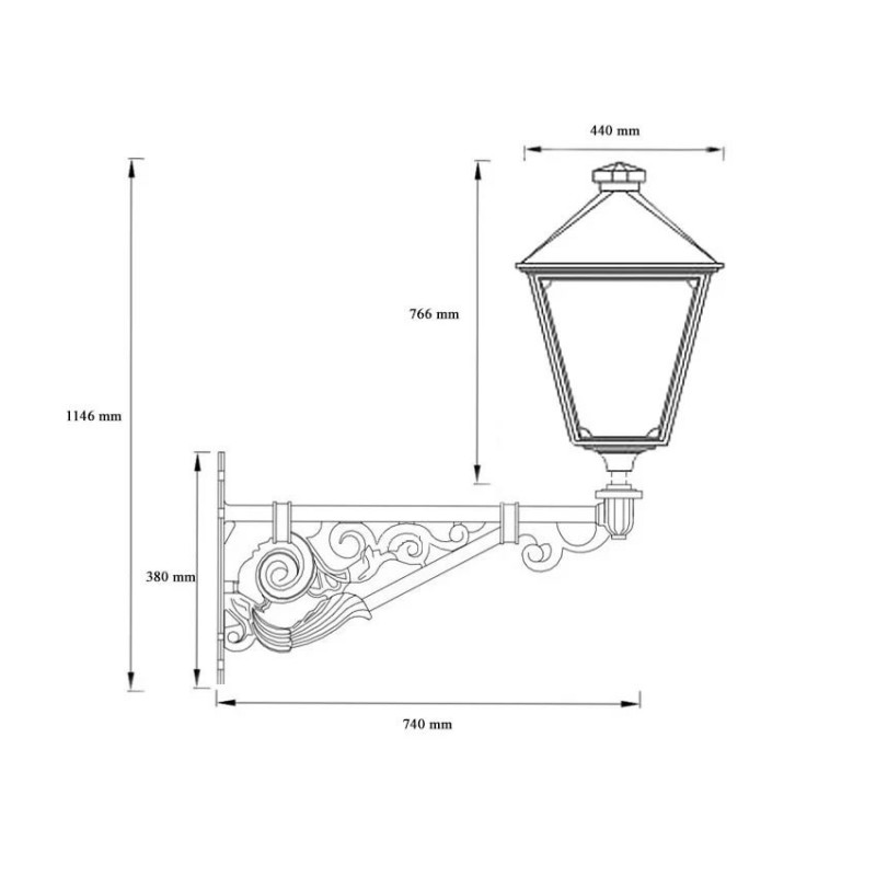Bras de Fixation 74cm pour Luminaires d'Éclairage Public . BRZPRD-70-LAP , eclairage de rue,