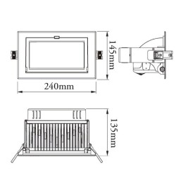 Projecteur LED Samsung 120lm/W Orientable Rectangulaire 28W Noir LIFUD,FLDDR-0028-B