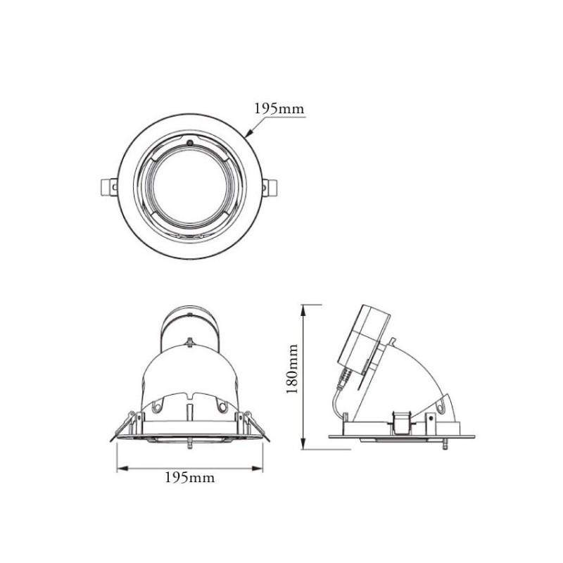 Projecteur LED Rond Orientable Samsung 38W Noir FLDDC-38-N Spot LED orientable