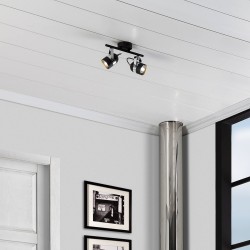 Lampe de Plafond Orientable Sinner 2 Spots Noir . FO-S2XN-GU10 . spot led orientable