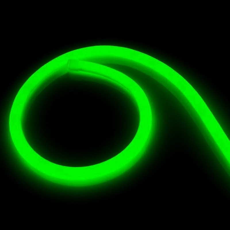 Néon LED Flexible 360º Rond Dimmable 120LED/m 220V AC Verte IP67 sur Mesure Coupe tous les 100cm, bobine led couleur