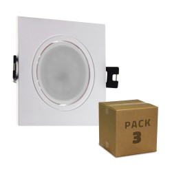 Pack de 3 Spots Downlight GU10 6W Coupe Ø 75-85mm