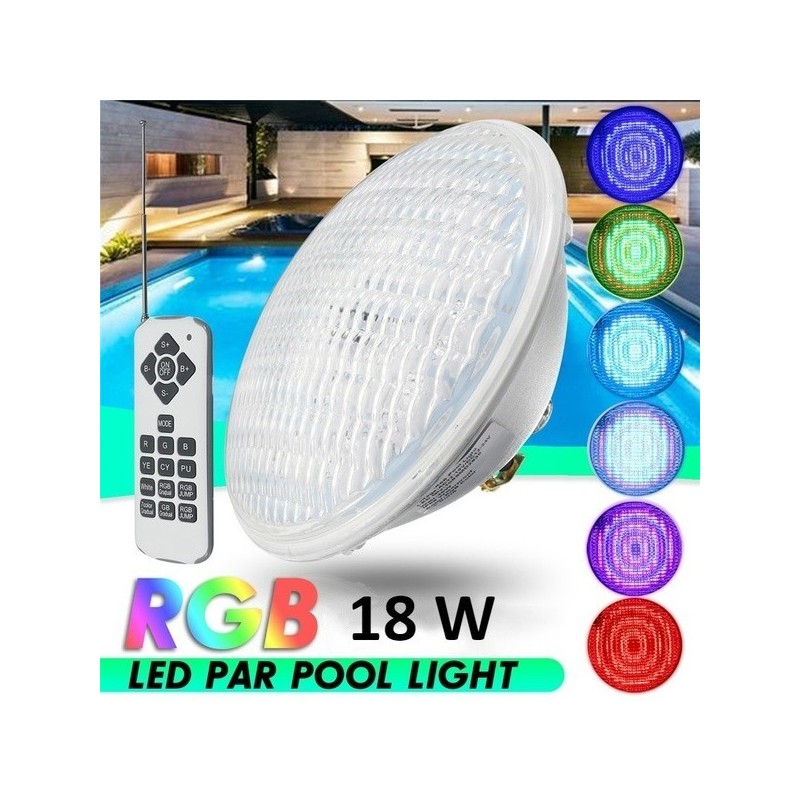 Ampoule LED Submersible PAR56 RGB 18W PC,BMBLL-LD-SMRGBL-PRRGB-18WPC,eclairage piscine,jardin,décoration piscine,