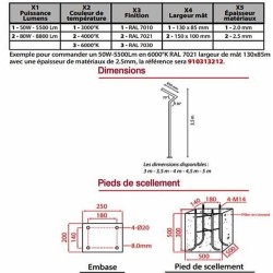 Lampadaire Eclairage Public Voie Piéton LED 50W 4000°K 4m Gris Anthracite