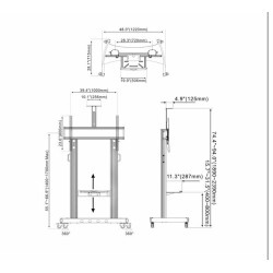 TRULIFT HW86,chariot mobile ecran tactile, support ecran à roulette