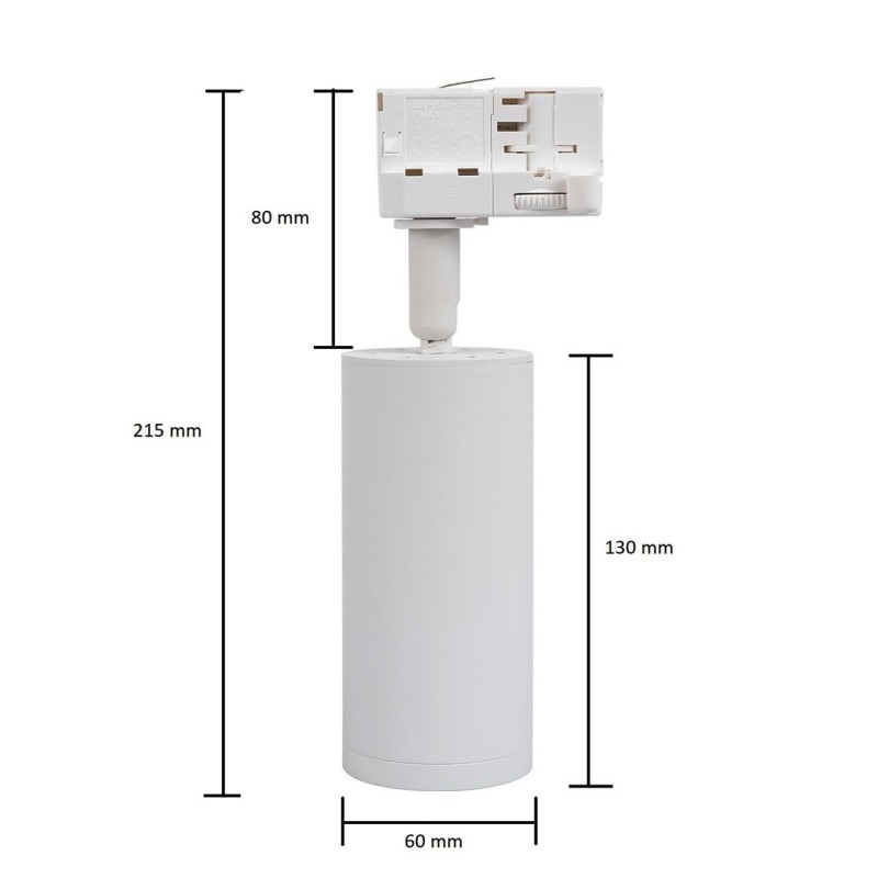 Spot à Douille GU10 pour Rail Triphasé Quartz à Ampoule GU10,spot led triphasé, FCO-POR-CAR-TRI-CUA