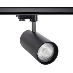 Spot LED New d'Angelo 30W Noir CCT LIFUD (CRI90) pour Rail Triphasé (3 Allumages) avec Optique Variable