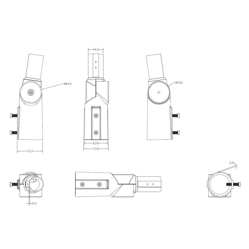 Bras sur Colonne Orientable 90º Ø40mm pour Luminaires Éclairage Public Gris, BCKT-LMRAP-NS