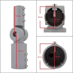 Bras sur Colonne Orientable 90º Ø60mm pour les Luminaires Éclairage Public Gris,BCKT-LMRAP