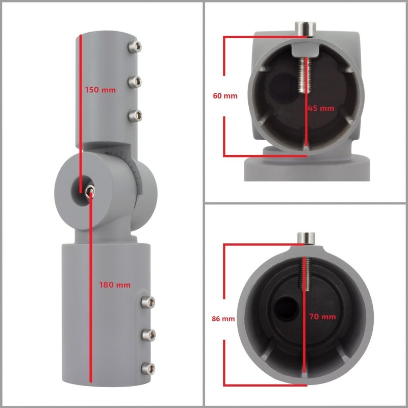 Bras sur Colonne Orientable 90º Ø60mm pour les Luminaires Éclairage Public Gris,BCKT-LMRAP