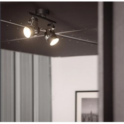 Lampe de Plafond Orientable Sinner 2 Spots Noir . FO-S2XN-GU10 . spot led orientable double