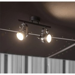 Lampe de Plafond Orientable Sinner 2 Spots Noir . FO-S2XN-GU10 . spot led orientable double