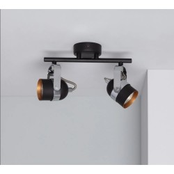 Lampe de Plafond Orientable Sinner 2 Spots Noir . FO-S2XN-GU10 . spot led orientable double