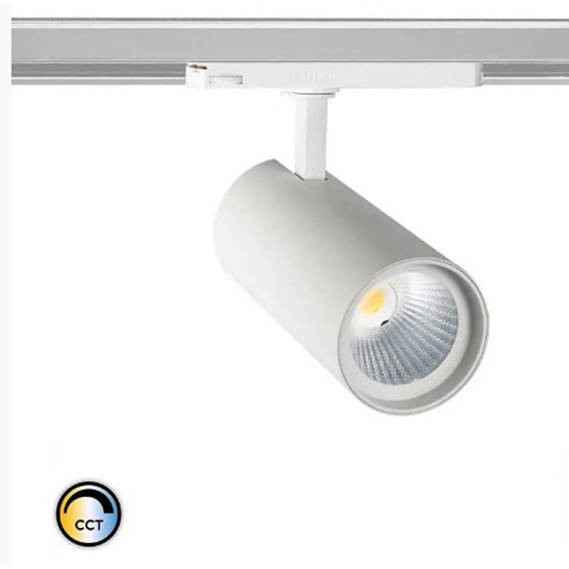 Spot LED 40W CCT Rail Triphasé , FC-NNGL-40-BL-CTLF , Spot LED rail Triphasé,eclairage magasin plafond,
projecteur led 40W,