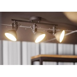 Lampe Plafond Orientable Emer 3 Spots Noir , Eclairage plafond E14