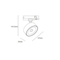 spot led 20W triphasé, eclairage magasin , rail triphasé,