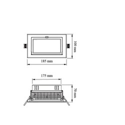 Projecteur LED Présentoirs et Vitrines 20W FCL-EXP-MRL-20 Spot LED Carré encastrable