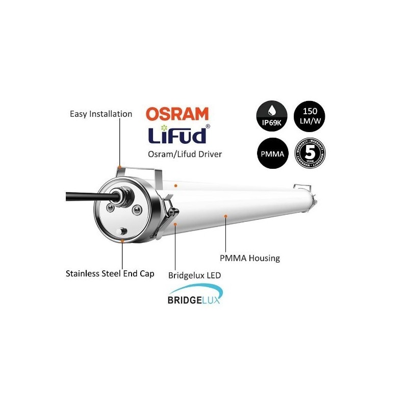 UCT3, réglette étanche led 40W IP69K, Luminaire led étanche IP69K, TP060TE, SP-TP40W-UCT3-L120 , PMMA