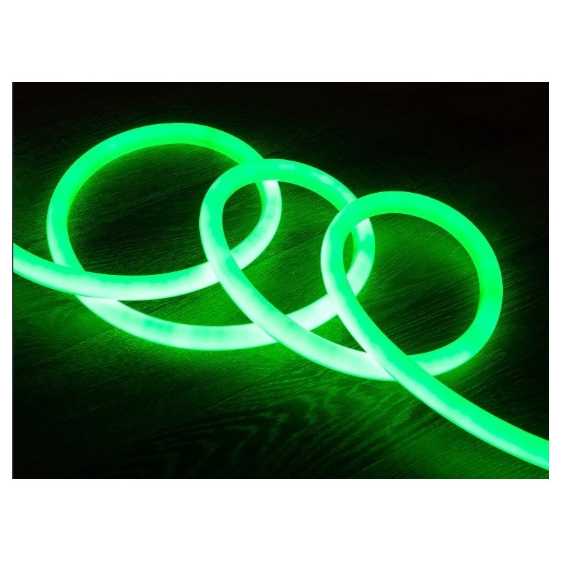 Néon LED Flexible 360º Rond Dimmable 120LED/m 220V AC Verte IP67 sur Mesure Coupe tous les 100cm, bobine led couleur