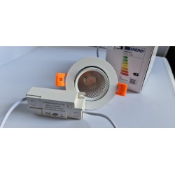 eclairage boutique,Spot LED Downlight COB Orientable Rond 7W Blanc,FC-DWNL-C7,