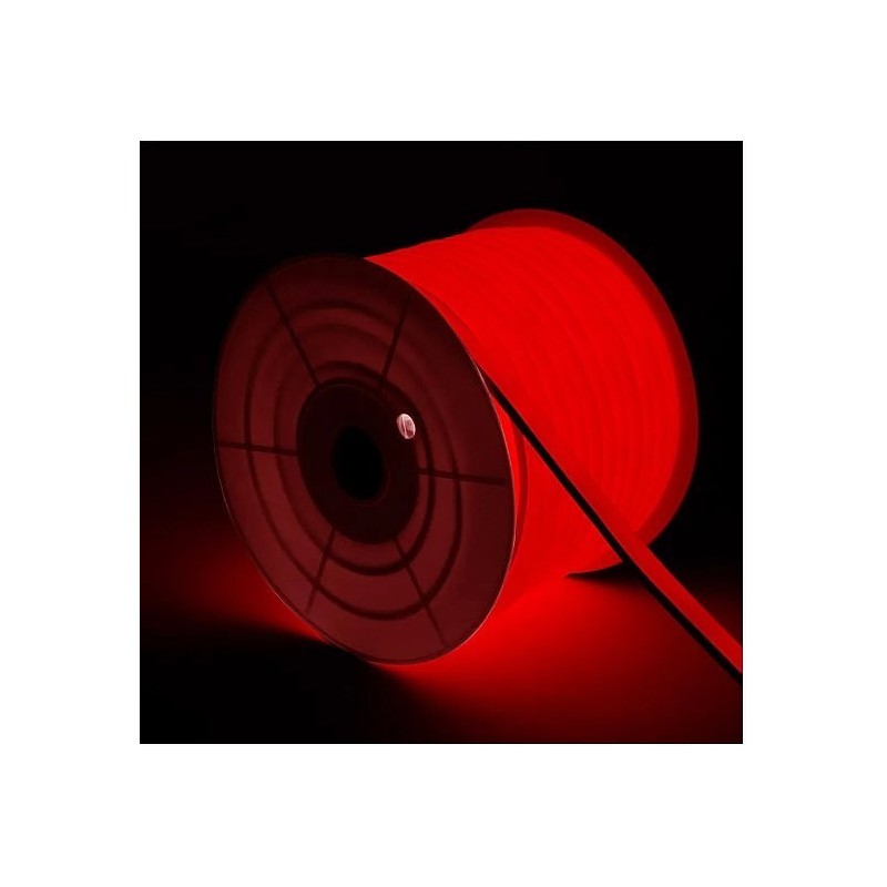 Bobine Gaine Néon LED Flexible Dimmable 7.5W/m 220V AC 120 LED/m 50m Semi-circulaire 180° Rouge IP67 Coupe Tous les 100cm