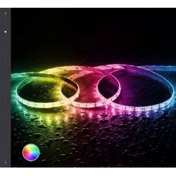 Kit Ruban LED 60LED/m 5m IP65 RGB avec Télécommande, SJ-RGT-5050-72-RGB,
