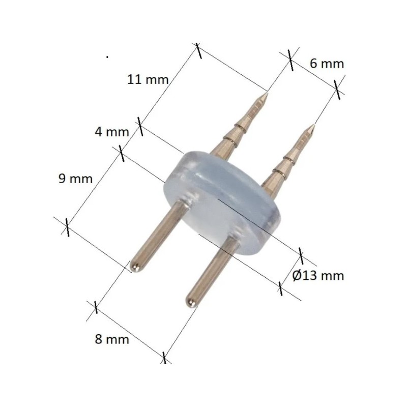 Connecteur 2 PIN pour Néon LED Flexible 360º Rond et Gaine LED 220V AC IP65 Coupe tous les 100cm
