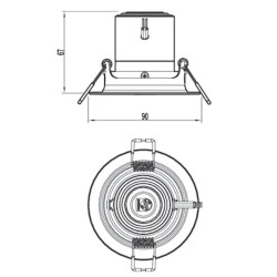 Spot Downlight LED PHILIPS 3 Intensités SceneSwitch Pomeron 7W Coupe Ø 70mm